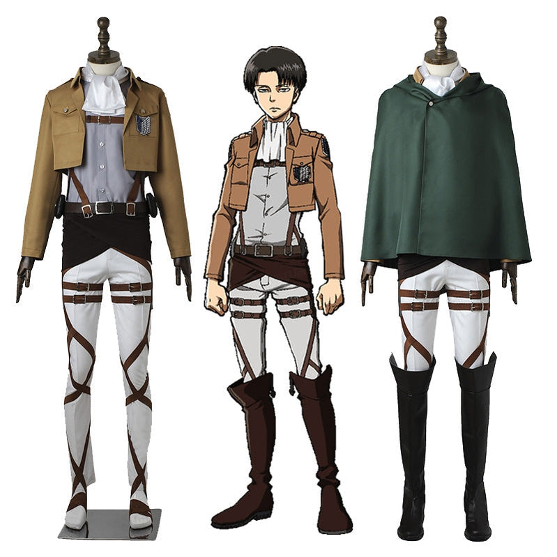 Anime Attack on Titan Levi Ackerman Survey Corps Uniform Set Cosplay Costumes