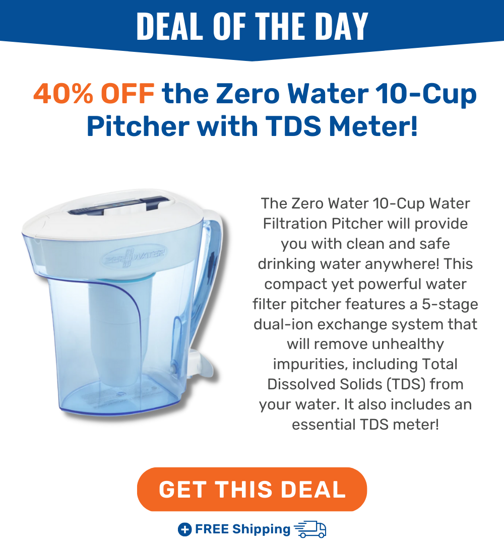 Enjoy FREE shipping and 40% OFF the ZeroWater ZD-010 10-Cup Pitcher with TDS Meter